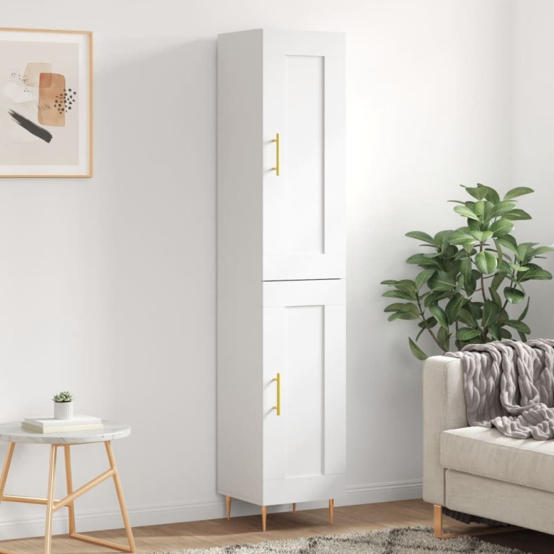 vidaXL Credenza Bianca 34,5x34x180 cm in Legno Multistrato vidaXL Credenza Bianca 34,5x34x180 cm in Legno Multistrato