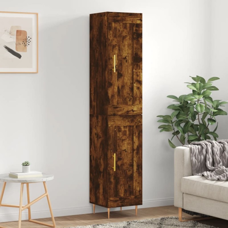 vidaXL Credenza Rovere Fumo 34,5x34x180 cm in Legno Multistrato vidaXL Credenza Rovere Fumo 34,5x34x180 cm in Legno Multistrato