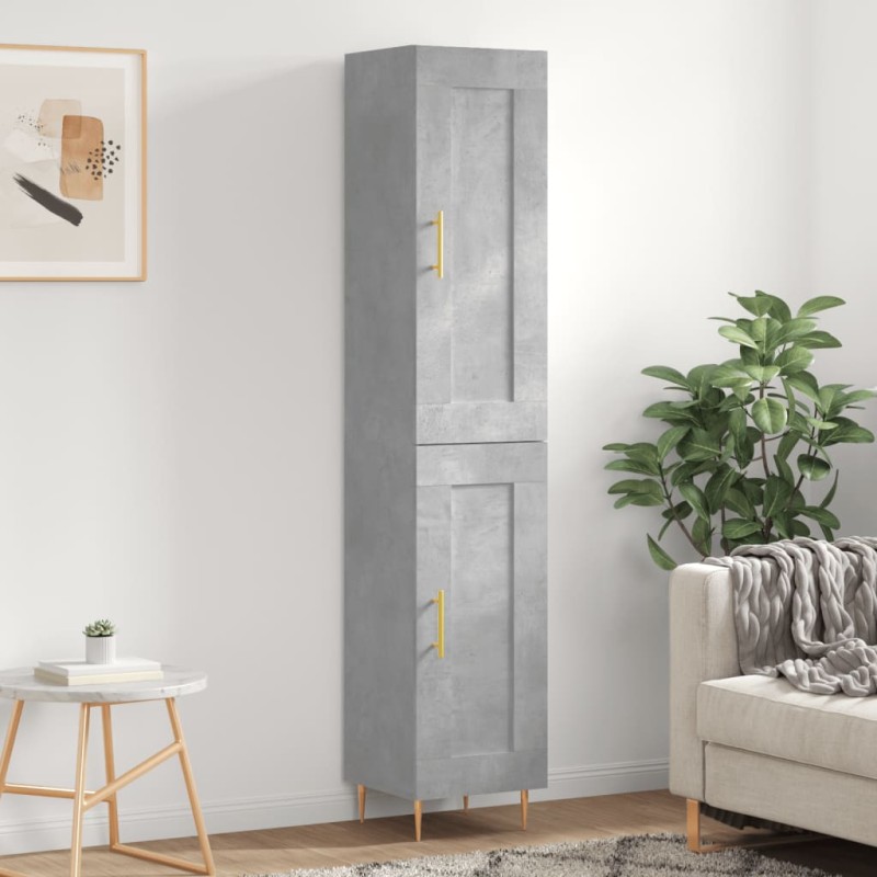 vidaXL Credenza Grigio Cemento 34,5x34x180 cm in Legno Multistrato vidaXL Credenza Grigio Cemento 34,5x34x180 cm in Legno Multistrato