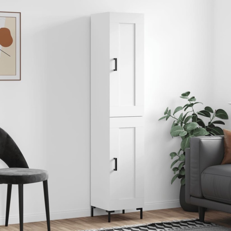 vidaXL Credenza Bianca 34,5x34x180 cm in Legno Multistrato vidaXL Credenza Bianca 34,5x34x180 cm in Legno Multistrato