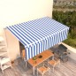 Tenda Sole Retrattile Automatica con Parasole 5x3m Blu Bianca Tenda Sole Retrattile Automatica con Parasole 5x3m Blu Bianca