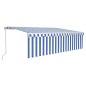Tenda Sole Retrattile Automatica con Parasole 5x3m Blu Bianca Tenda Sole Retrattile Automatica con Parasole 5x3m Blu Bianca