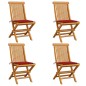 Sedie da Giardino con Cuscini Rossi 4 pz Massello di Teak Sedie da Giardino con Cuscini Rossi 4 pz Massello di Teak