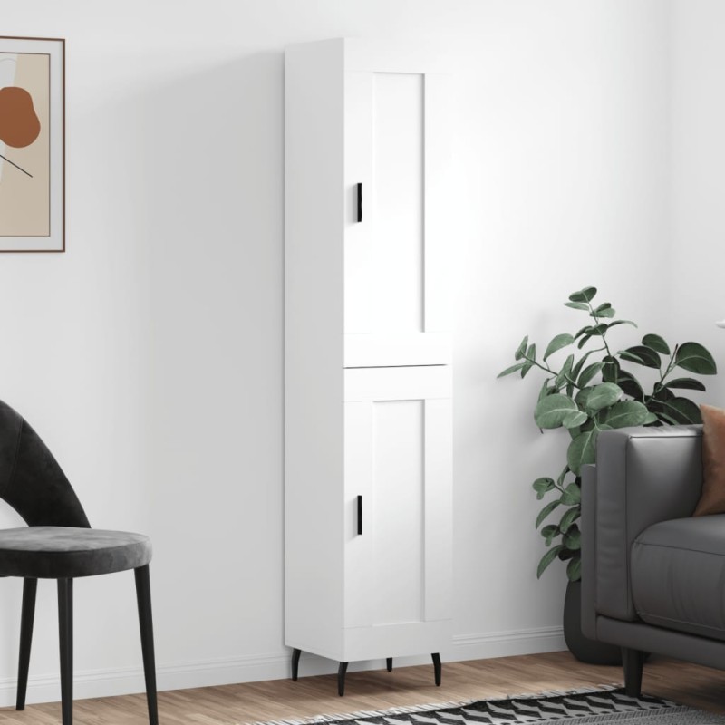 vidaXL Credenza Bianca 34,5x34x180 cm in Legno Multistrato vidaXL Credenza Bianca 34,5x34x180 cm in Legno Multistrato