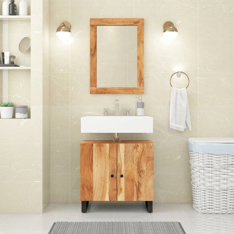 vidaXL Set Mobili da Bagno 2pz in Legno Massello di Acacia vidaXL Set Mobili da Bagno 2pz in Legno Massello di Acacia