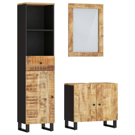 vidaXL Set Mobili da Bagno 3pz in Legno Massello di Mango