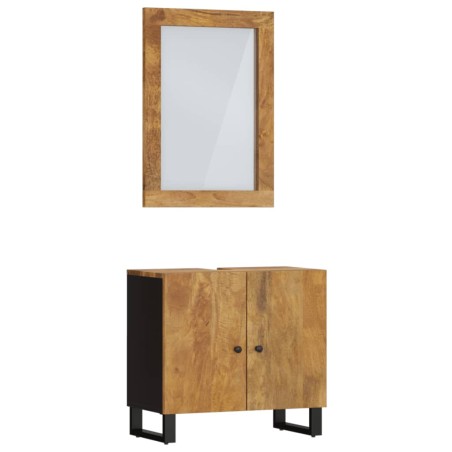 vidaXL Set Mobili da Bagno 2pz in Legno Massello di Mango