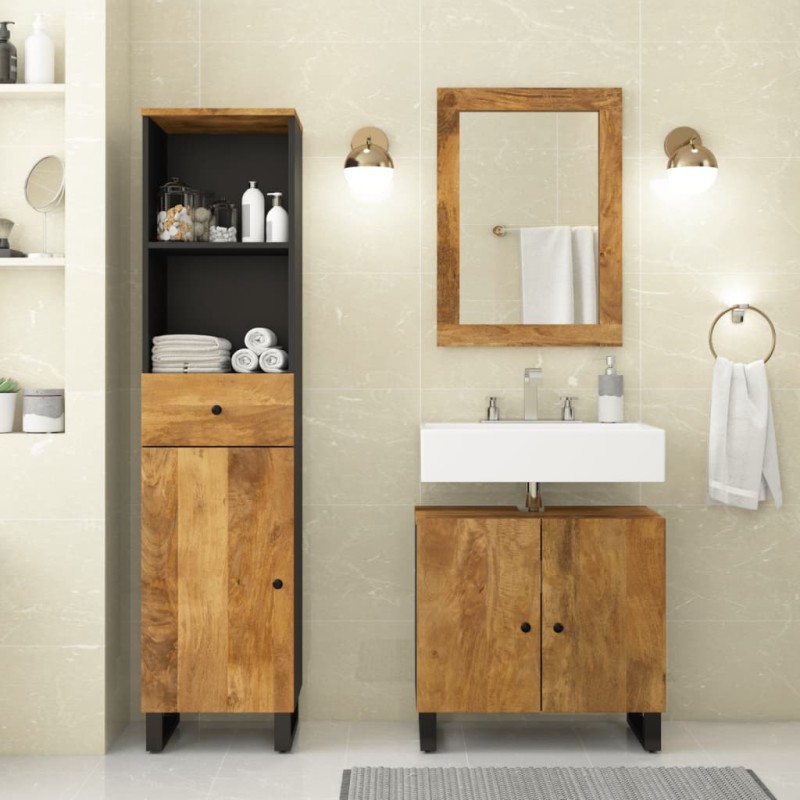 vidaXL Set Mobili da Bagno 3pz in Legno Massello di Mango vidaXL Set Mobili da Bagno 3pz in Legno Massello di Mango