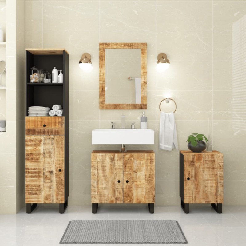 vidaXL Set Mobili da Bagno 4 pz in Legno Massello di Mango vidaXL Set Mobili da Bagno 4 pz in Legno Massello di Mango