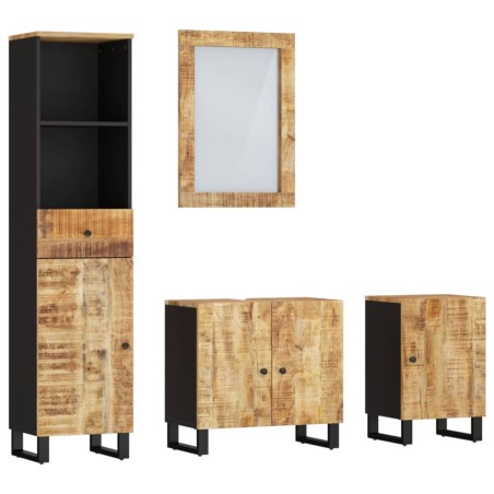 vidaXL Set Mobili da Bagno 4 pz in Legno Massello di Mango
