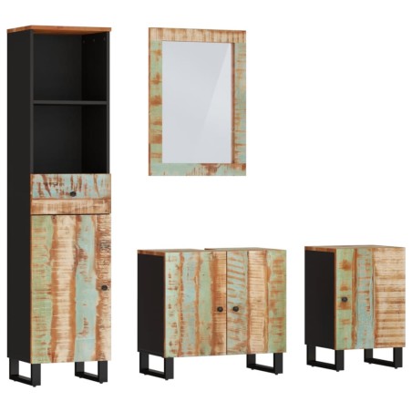 vidaXL Set Mobili da Bagno 4 pz in Legno Massello di Recupero