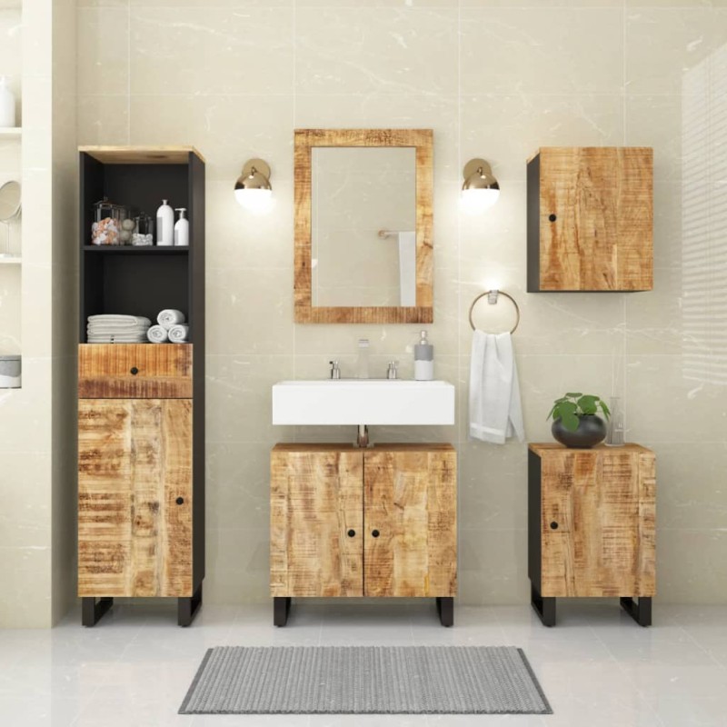 vidaXL Set Mobili da Bagno 5 pz in Legno Massello di Mango vidaXL Set Mobili da Bagno 5 pz in Legno Massello di Mango