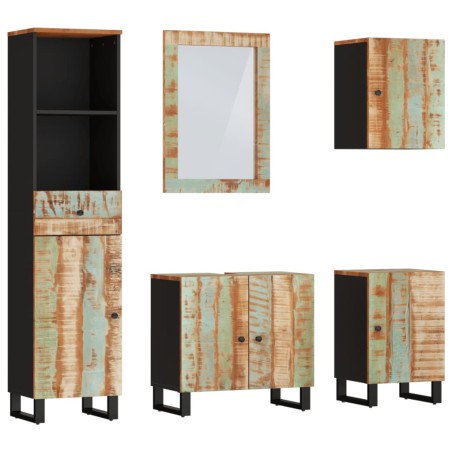 vidaXL Set Mobili da Bagno 5 pz in Legno Massello di Recupero