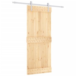 vidaXL Porta Scorrevole con Set Hardware 85x210 cm Legno Massello Pino