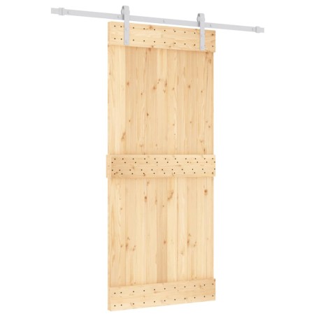 vidaXL Porta Scorrevole con Set Hardware 90x210 cm Legno Massello Pino
