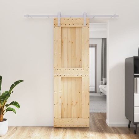 vidaXL Porta Scorrevole con Set Hardware 70x210 cm Legno Massello Pino