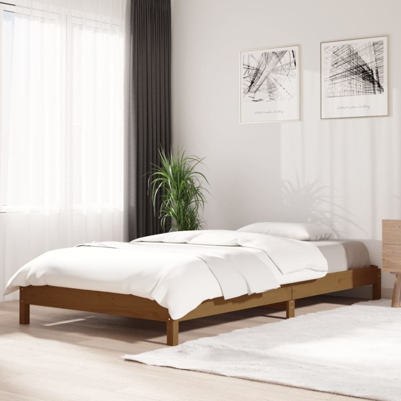 vidaXL Letto Impilabile Miele 100x200 cm in Legno Massello di Pino vidaXL Letto Impilabile Miele 100x200 cm in Legno Massello di Pino