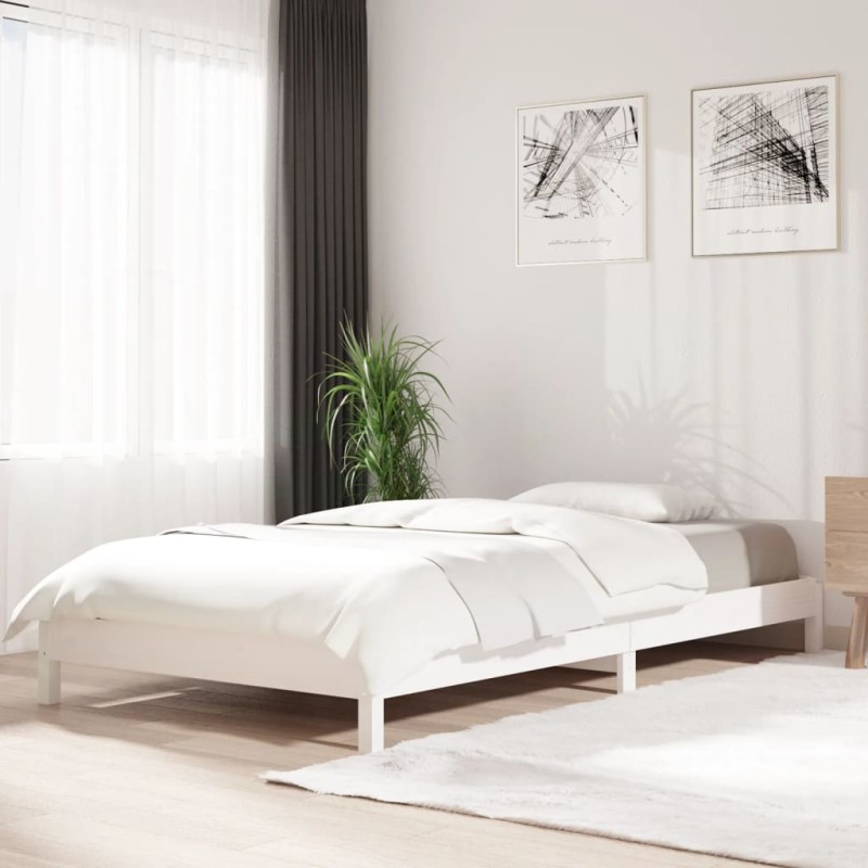 vidaXL Letto Impilabile Bianco 90x200cm in Legno Massello di Pino vidaXL Letto Impilabile Bianco 90x200cm in Legno Massello di Pino