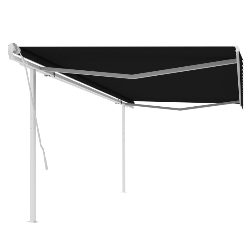 Tenda da Sole Retrattile Manuale con Pali 5x3 m Antracite Tenda da Sole Retrattile Manuale con Pali 5x3 m Antracite