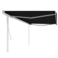 Tenda da Sole Retrattile Manuale con Pali 5x3 m Antracite Tenda da Sole Retrattile Manuale con Pali 5x3 m Antracite