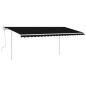 Tenda da Sole Retrattile Manuale con Pali 5x3 m Antracite Tenda da Sole Retrattile Manuale con Pali 5x3 m Antracite