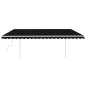 Tenda da Sole Retrattile Manuale con Pali 5x3 m Antracite Tenda da Sole Retrattile Manuale con Pali 5x3 m Antracite