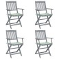 Sedie da Giardino Pieghevoli 4pz con Cuscini in Massello Acacia Sedie da Giardino Pieghevoli 4pz con Cuscini in Massello Acacia