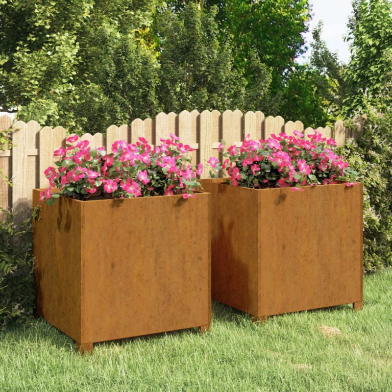 vidaXL Fioriere con Gambe 2pz Ruggine 49x47x50 cm Acciaio Corten vidaXL Fioriere con Gambe 2pz Ruggine 49x47x50 cm Acciaio Corten
