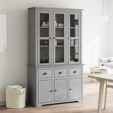 vidaXL Credenza BODO 115,5x43x200,5 cm Legno Massello di Pino Grigio