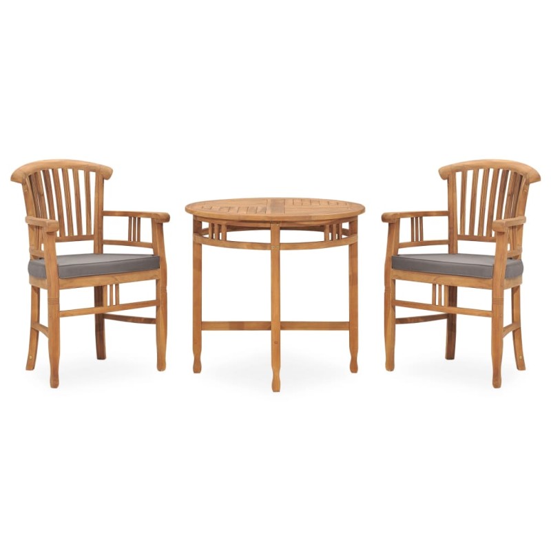 vidaXL Set da Pranzo da Giardino 3 pz con Cuscini in Legno di Teak vidaXL Set da Pranzo da Giardino 3 pz con Cuscini in Legno di Teak