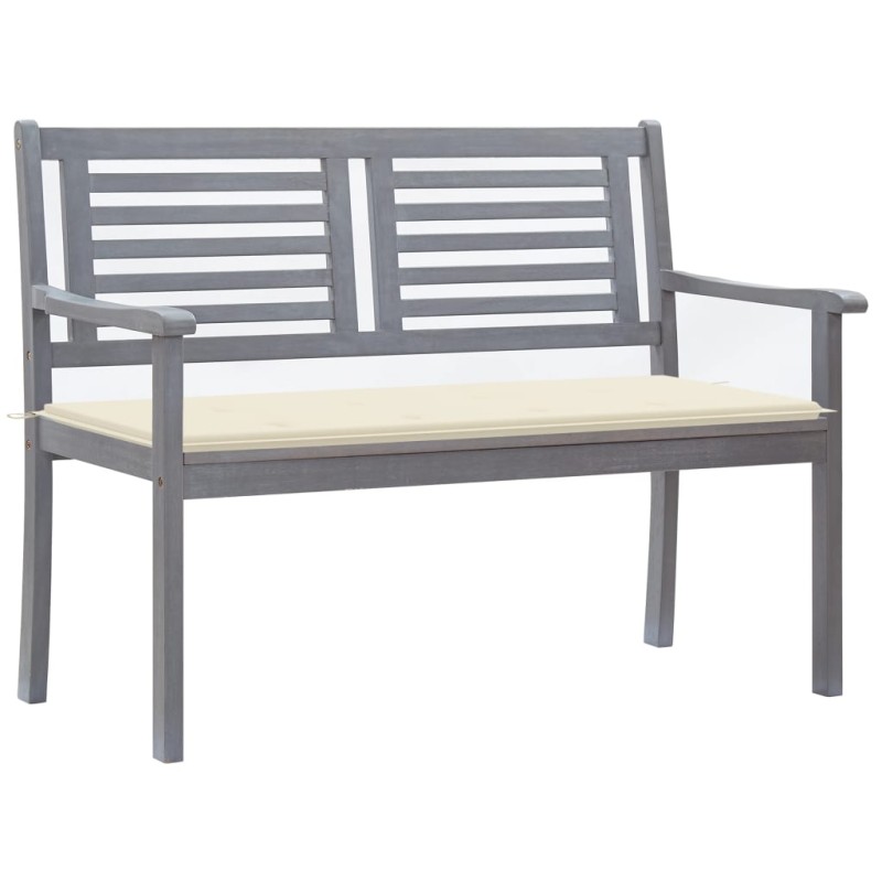 vidaXL Panca da Giardino 2 Posti con Cuscino 120cm Grigia in Eucalipto vidaXL Panca da Giardino 2 Posti con Cuscino 120cm Grigia in Eucalipto