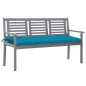 vidaXL Panca da Giardino 3 Posti con Cuscino 150cm Grigia in Eucalipto vidaXL Panca da Giardino 3 Posti con Cuscino 150cm Grigia in Eucalipto