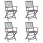 Sedie da Giardino Pieghevoli 4pz con Cuscini in Massello Acacia Sedie da Giardino Pieghevoli 4pz con Cuscini in Massello Acacia