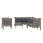 Set Divani da Giardino 9 pz con Cuscini in Polyrattan Grigio Set Divani da Giardino 9 pz con Cuscini in Polyrattan Grigio