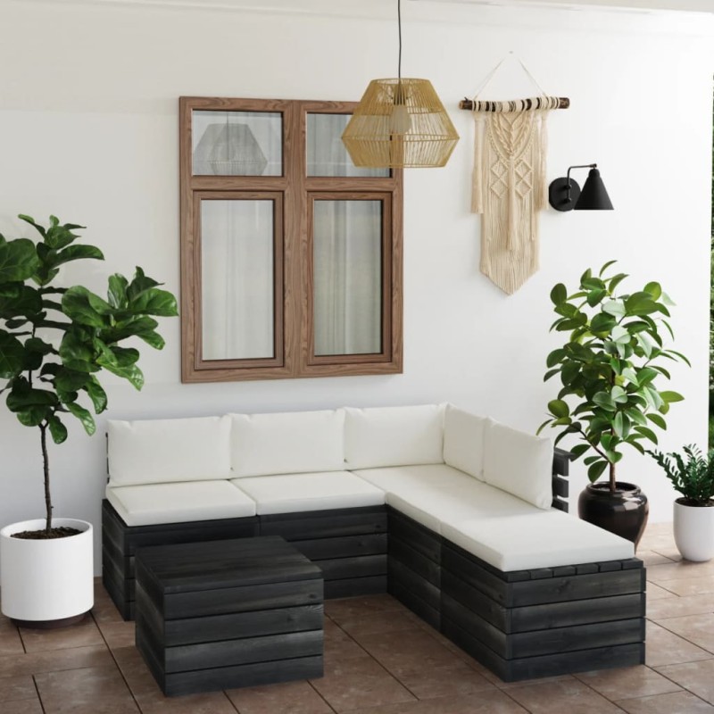 vidaXL Set Divani da Giardino su Pallet 6 pz con Cuscini Massello Pino vidaXL Set Divani da Giardino su Pallet 6 pz con Cuscini Massello Pino