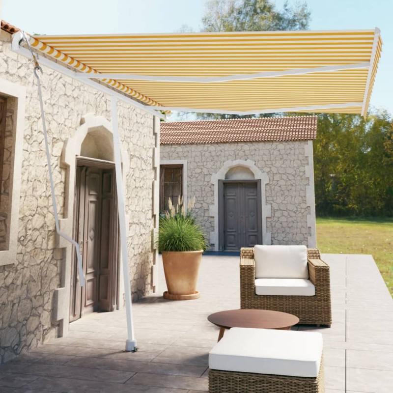 Tenda da Sole Automatica Autoportante 350x250 cm Gialla Bianca Tenda da Sole Automatica Autoportante 350x250 cm Gialla Bianca