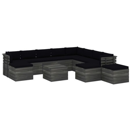 vidaXL Set Divani da Giardino Pallet 12 pz con Cuscini Massello Pino