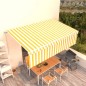 Tenda Retrattile Manuale con Parasole 5x3m Gialla Bianca Tenda Retrattile Manuale con Parasole 5x3m Gialla Bianca