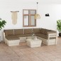 vidaXL Set Divani da Giardino su Pallet 8 pz con Cuscini Legno Abete vidaXL Set Divani da Giardino su Pallet 8 pz con Cuscini Legno Abete