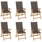 vidaXL Sedie da Giardino 6 pz e Cuscini Grigio Talpa Massello di Teak vidaXL Sedie da Giardino 6 pz e Cuscini Grigio Talpa Massello di Teak