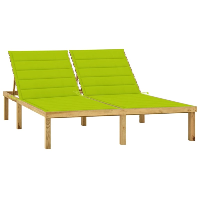 vidaXL Prendisole Doppio e Cuscini Verde Brillante in Pino Impregnato vidaXL Prendisole Doppio e Cuscini Verde Brillante in Pino Impregnato