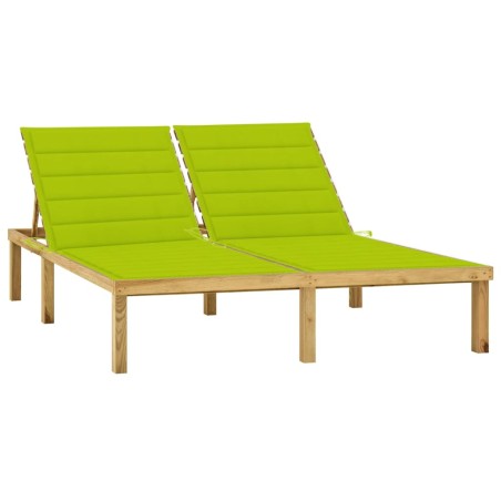 vidaXL Prendisole Doppio e Cuscini Verde Brillante in Pino Impregnato