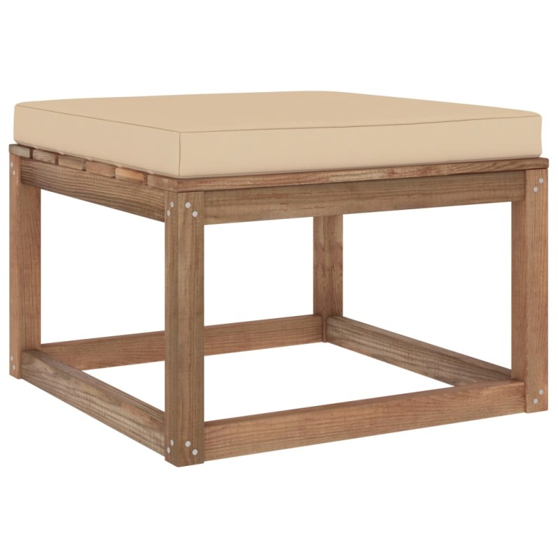 vidaXL Poggiapiedi da Giardino con Cuscino Beige vidaXL Poggiapiedi da Giardino con Cuscino Beige