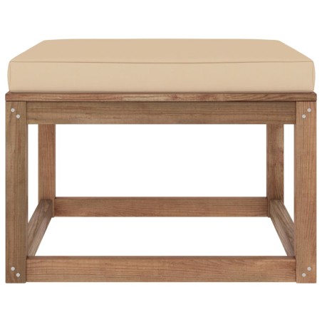 vidaXL Poggiapiedi da Giardino con Cuscino Beige