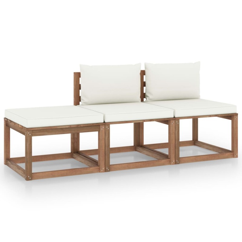 vidaXL Set Salotto Giardino Pallet Cuscini 3 pz Legno Pino Impregnato vidaXL Set Salotto Giardino Pallet Cuscini 3 pz Legno Pino Impregnato
