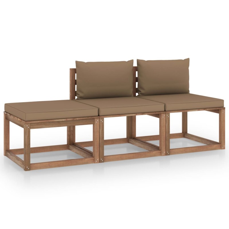 vidaXL Set Salotto Giardino Pallet Cuscini 3 pz Legno Pino Impregnato vidaXL Set Salotto Giardino Pallet Cuscini 3 pz Legno Pino Impregnato