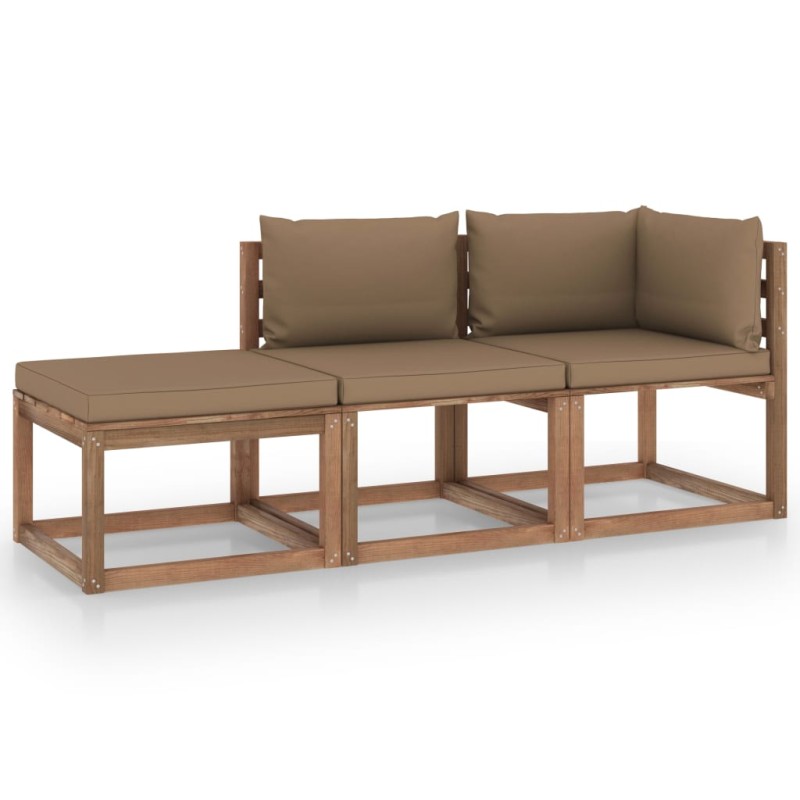 vidaXL Set Salotto Giardino Pallet Cuscini 3 pz Legno Pino Impregnato vidaXL Set Salotto Giardino Pallet Cuscini 3 pz Legno Pino Impregnato