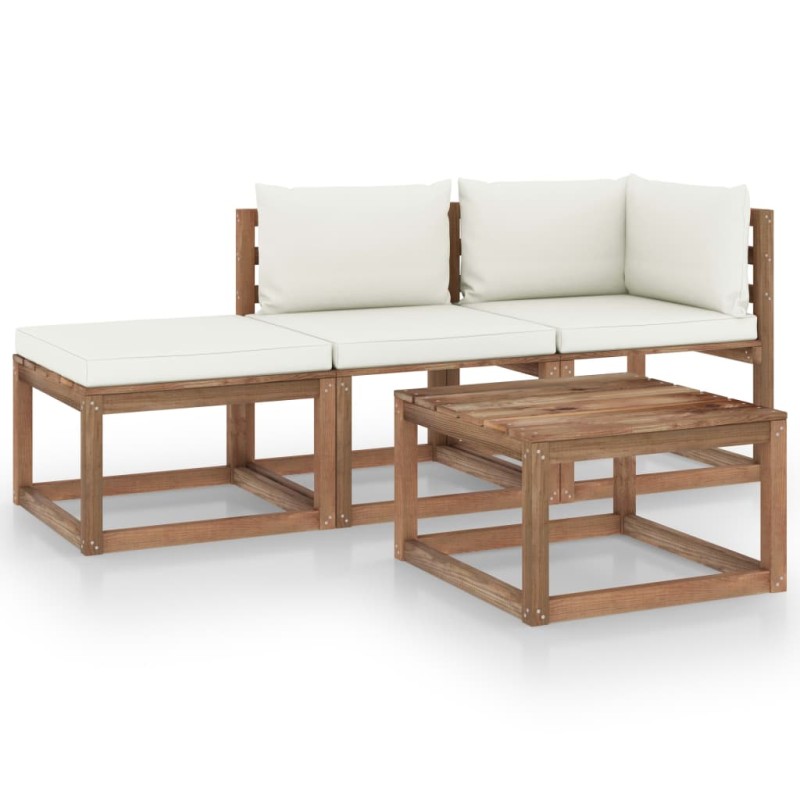 vidaXL Set Salotto Giardino Pallet Cuscini 4 pz Legno Pino Impregnato vidaXL Set Salotto Giardino Pallet Cuscini 4 pz Legno Pino Impregnato