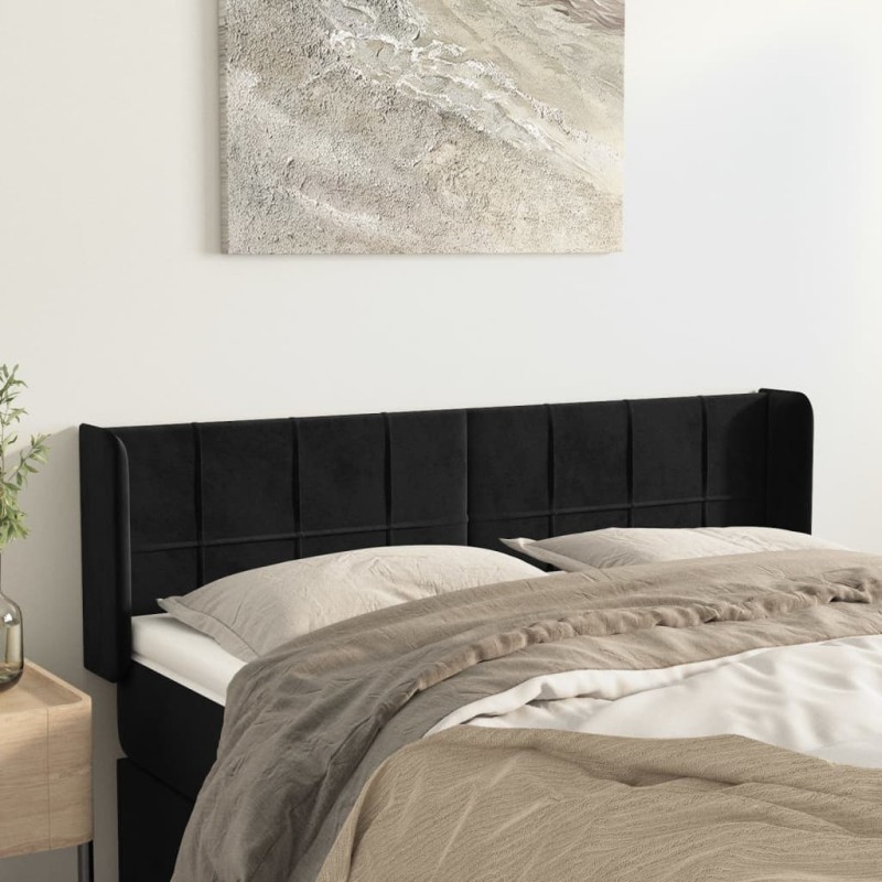 vidaXL Testiera ad Orecchio Nera 147x16x78/88 cm in Velluto vidaXL Testiera ad Orecchio Nera 147x16x78/88 cm in Velluto
