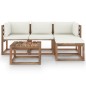 vidaXL Set Salotto da Giardino 5pz con Cuscini Crema